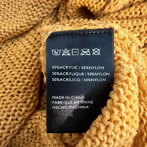 Anthropologie Mustard Yellow Crochet Open-Front Loose-Fit Cardigan. One Size. - Picture 11 of 12